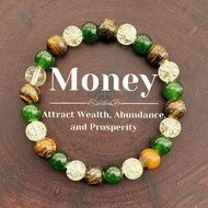 T Tiger Eye Stone Crystal Beaded Bracelet Handmade Elastic Bracelet Money Wealth meaning Bracelet Un