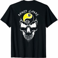 New Limited Billiards Pool Shirt 8 Ball 9 Ball Skull On Back Print T-Shirt