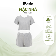 Đồ bộ mặc nhà nữ iBasic cotton USA kháng khuẩn rib croptop quần đùi HOMY042