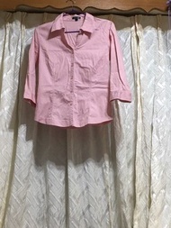 bossini 粉色條紋襯衫