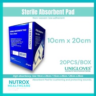 (Full Box) UNIGLOVE Gamgee Absorbent Pad 20pcs 15cm x 20cm 10cm x 20cm 20cm x 20cm Non Woven Low Adh