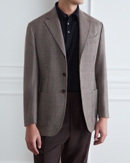 WARDROBE MINISTRY - เบลเซอร์ The Good Prince of Wales Checked Lambswool Blazer in Sienna