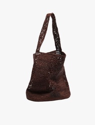 BIMBA Y LOLA - LARGE PLAITED RAFFIA BAG IN WALNUT