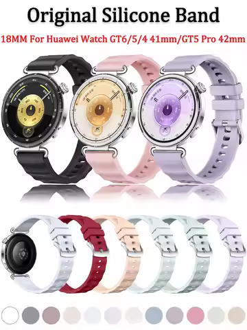 18mm Official Silicone Band for Huawei Watch GT6/5/4 41mm Sport Bracelet for Huawei Watch 5/GT5 Pro 
