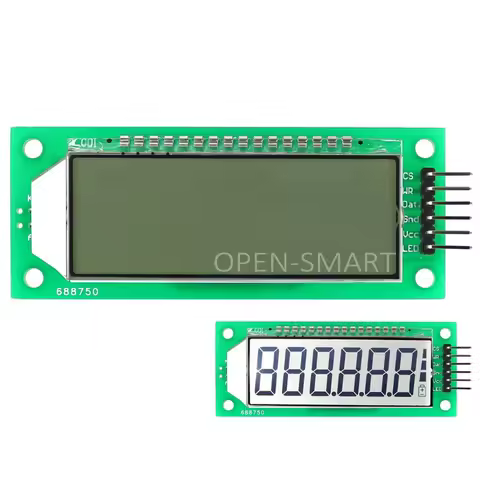 LCD Module 2.4 inch 6-Digit 7 Segment LCD Display Module HT1621 LCD Driver IC with Decimal Point Whi