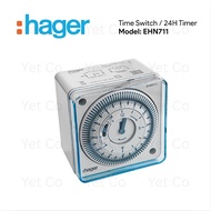 Hager EHN711 24hrs Daily Analog Timer Switch 1 Channel 72x72 With Power Reserve