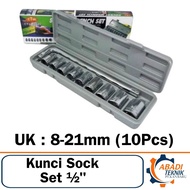 MATA Socket Wrench Set 10 Pcs 8-21mm Socket Bit Shock Socket Tool Kit 8 - 21 mm