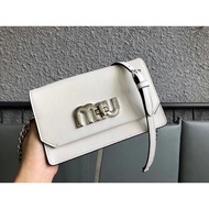 MIUMIU5BH077#原进口玛德拉斯山羊皮,, Chain and Cowhide Stitching Adjustable Detachable Long Shoulder Strap