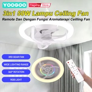 YOOGOO Kipas Angin Plafon Bohlam Lampu E27 12W Led 85V-265V Untuk Rumah Kantor Pasar Malam Remote Co