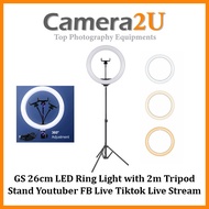 READY STOCK GS 26cm LED Ring Light with 2m Tripod Stand Youtuber FB Live Tiktok Live Stream