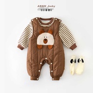 Children Winter New Style Overalls Boys Quilted Cotton Warm Openable Jumpsuit Baby Cute Outer Wear 9