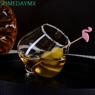 SOMEDAYMX Cognac Glasses Cup, Rotating Transparent Irregular Whiskey Wine Glass, Household Tumbler E