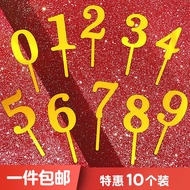 Golden Numbers 0-9 Birthday Cake Decoration Insert Card Acrylic Numbers 60 One Year Old 10th Birthda