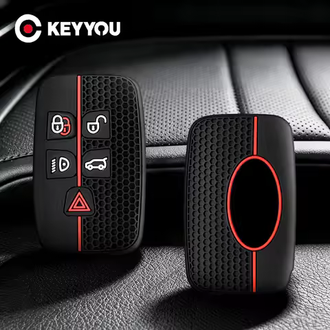 KEYYOU Silicone Car Key Case For Land Rover Range Rover Sport Evoque Velar Discovery 5 Jaguar XE XF 