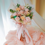 9朵永生玫瑰花束-粉橘色