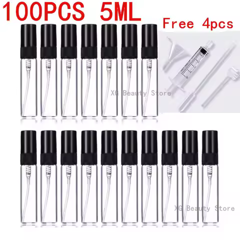 Bulk Pack 5/10/20/50/100PCS 5ML Black Glass Spray Bottles with 4 Essential Accessories - Dropper Fun