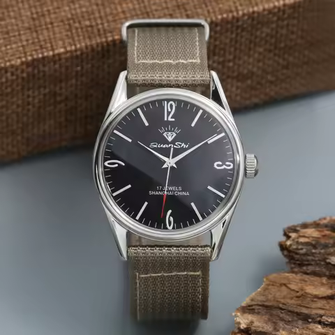 38mm 7120 Mechanical Watch Men's Manual Winding Watch 7120 Movement 38MM Stainless Steel Waterproof 