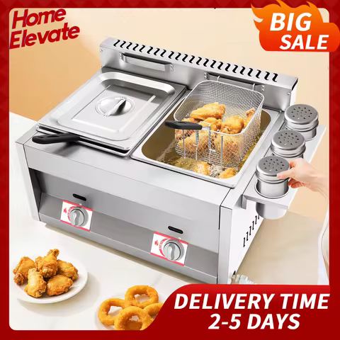 Dual Tank Commercial Gas Deep Fryer Stainless Steel 2x6L Capacity 50-380°C Temperature Control Resta