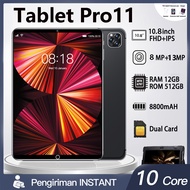NEW 2023 Tablet Pro11 Pad 10.8inch Android Smart Tablet  Android 10.1 tab 12GB RAM 512GB ROM Dual SIM wifi 5G Tablet cheap tablet  Kids Learning Game