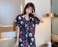 Korean High Quality Cotton Heart Short Sleeve Pajama Set Sleepwear For Women Pantulog