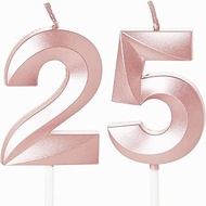 Rose Gold 25th Birthday Candles Number 25 Candles for Birthday Cake, 25 Birthday Candles for Cake, 2
