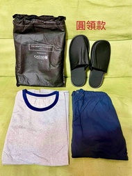 【英國品牌 The white company聯名款】 卡達航空商務艙/頭等艙睡衣 圓領灰色長袖T恤x深藍長褲