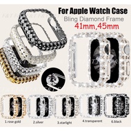 Love Hollow Out Cover Bling Diamond Watch Protector For Apple Watch Case Series 8 , Series  7 Case Size 41mm 45mm PC Hard Cover Frame Watch Case
