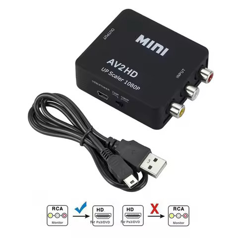 HD 1080P RCA AV To HDMI-compatible Composite Adapter Converter AV2HDMI-compatible Audio Video Cable 
