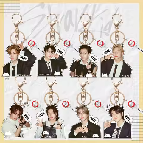 K-POP Straykids Cute Acrylic Keychain SKZOO New Humanoid Keyring Bag Accessories FELIX HYUNJIN Celeb
