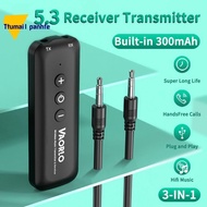 Bluetooth 5.3 Audio Receiver Transmitter 3.5mm AUX Jack Music Wireless Adapter with MIC for Car Spea