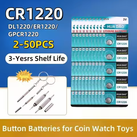 2-50Pcs High Capacity CR1220 Batteries 3V Lithium Coin Cell Fit for Watches healthcare Devices Calcu