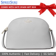 Kate Spade Handbag In Gift Box Crossbody Bag Small Dome Crossbody Saffiano Pvc Platinum Grey # K9349