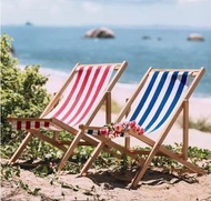 沙灘椅折疊椅實木躺椅帆布椅午休椅靠椅簡約戶外便攜陪護椅懶人椅(U1024)