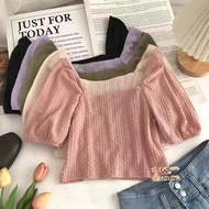 Kathryn Textured Knit Puff Sleeve Top For Women 31136