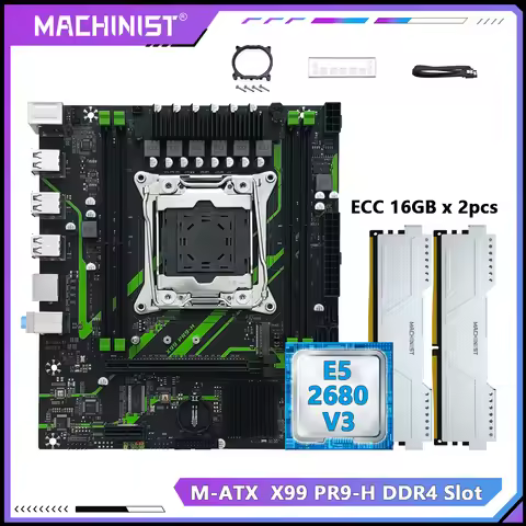 MACHINIST X99 Motherboard Xeon E5 2680 V3 LGA 2011-3 CPU 32GB DDR4 Memory RAM NVME/SATA M.2 PR9-H US