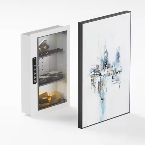 Hidden Wall Safe With Sliding Picture Frame, Quick Access Gun Storage Between 16 Inches Studs With L