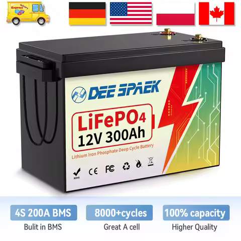 12V 300Ah LiFePo4 Lithium Battery With BMS 8000+ Cycles For RV Campers Off-Road Off-Grid 300Ah 12.8V