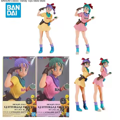 Bandai Original Dragon Ball GLITTER GLAMOURS Bulma 3 Anime Action Figures Toys for Children Gift Col