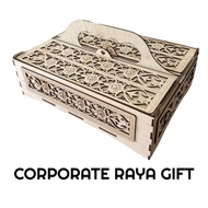 Corporate Raya Gift Box Wooden Premium VIP Kurma Kuih Raya Hamper Box 23cm(W) x 32cm(L) x 6.5cm(H)