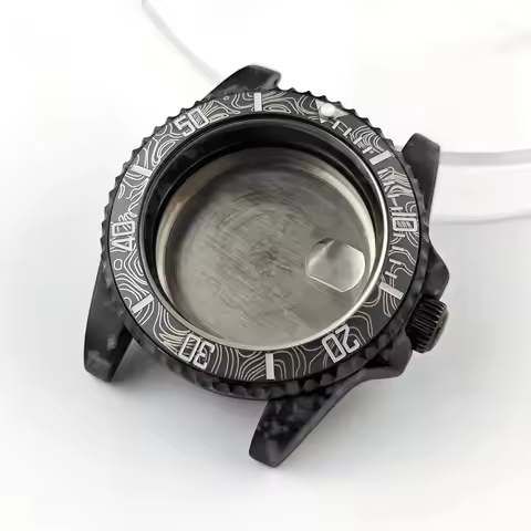 40mm Topographic Bezel Watch Case Carbon Fiber Pattern Coating For Seiko SUB GMT Yacht NH35/34/36 Au