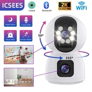ICSEE 4MPกล้องวงจรปิด(เลนส์คู่)Q11 WiFi Dual หน้าจอการติดตามอัตโนมัติ Ai Human Detection Indoor Home