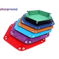 [playground] Foldable Dice Tray Box PU Leather Folding Hexagon Coin Square Tray Dice Game [New]