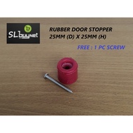 Round Red Rubber Door | DOOR STOPPER | PENGHENTI PINTU | DOOR WEDGE | DOOR BLOCKER | DOOR STOP 25MM X 25MM WITH SCREW