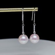 柔光詩行Akoya天然鑽石天然珍珠真珠18K金海水珍珠耳勾珍珠耳環