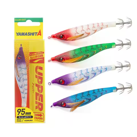 YAMASHITA Luminous Squid Jig Keimura Body Wooden Shrimp Bait Boat Fishing Squid UV Reflective Deep S