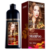 【Clearance】 Mokeru 500ml Natural Argan Extract Fast Long Lasting Dark Brown Permanent Hair Color Dye Shampoo For Women Dying Black Hair