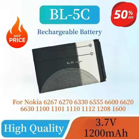 New BL-5C 3.7V 1200mAh 4.44Wh Lithium Li-ion Battery For Nokia 6267 6270 6330 6555 6600 6620 6630 11