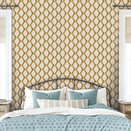 1 Roll Gold Geometric Self-Adhesive Wallpaper, 950*45cm/374*17.71inch, White Farmhouse Style, Thick,