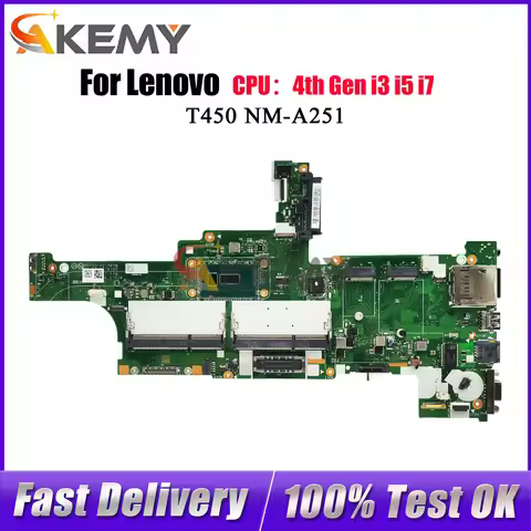 For Lenovo ThinkPad T450 NM-A251 Laptop Motherboard with i3 i5 i7 5th Gen 100% Tested OK