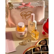 Gisou Honey Infused Lip Oil Honey Gold Shimmer Glow Hair Mask Leave in Conditioner Hair Oil Hair Per